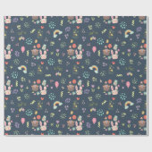 ネイビーブルーイースターバニー ラッピングペーパー (フラット)