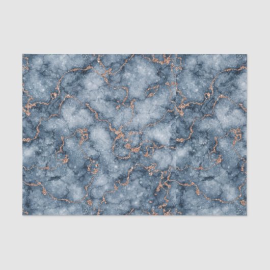 ネイビーブルーウィズグリッターバラ金ゴールドマーブルデザイン 薄葉紙 (正面)