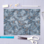 ネイビーブルーウィズグリッターバラ金ゴールドマーブルデザイン 薄葉紙 (クラフト)