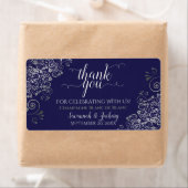 ネイビーブルーウィズシルバーレースバジェット結婚式の引き出物 ラベル (インサイチュ)