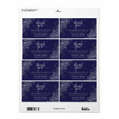 ネイビーブルーウィズシルバーレースバジェット結婚式の引き出物 ラベル (フルシート)