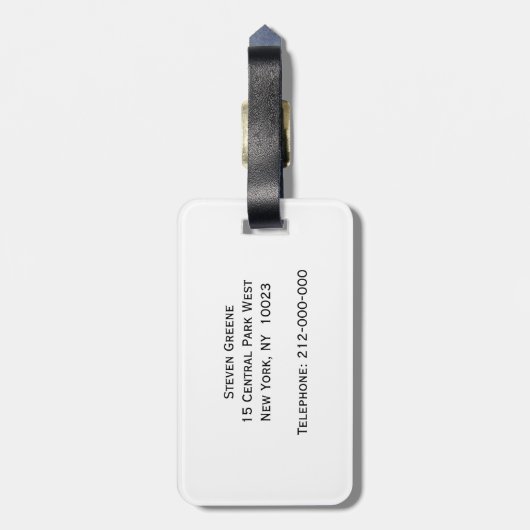 ネイビーブルーウィットシェブロンパープルクローバーモノグラム ラゲッジタグ (裏面縦)