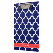 ネイビーブルーウィットモロッコ#5コーラルレッド名モノグラム クリップボード (左)