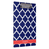 ネイビーブルーウィットモロッコ#5コーラルレッド名モノグラム クリップボード (右)