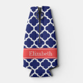 ネイビーブルーウィットモロッコ#5コーラルレッド名モノグラム ボトルクーラー (裏面)