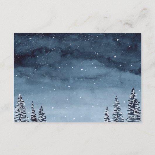 ネイビーブルーウィンターウォーターカラーナイト結婚の詳細 エンクロージャーカード (裏面)