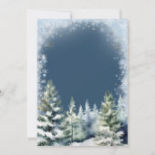 ネイビーブルーウィンタークリスマスパーティーシルバースノーフレーク 招待状 (裏面)