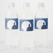 ネイビーブルーウィンタースノーフレークスウィート15誕生日 ペットボトルラベル (ボトル)