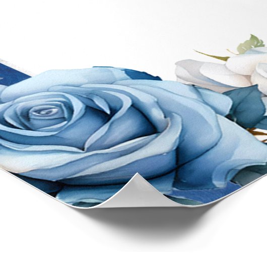 ネイビーブルーウィンタースノーフレークMis Quinceへようこそ ポスター (角)