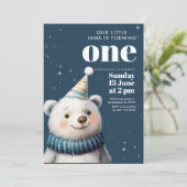 ネイビーブルーウィンターベアーズ誕生日 招待状 (スタンド正面)