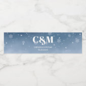 ネイビーブルーウィンターワンダーランドスノーフレークスクリスマス ペットボトルラベル (シングルラベル)