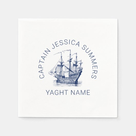 ネイビーブルーウィンドセーリングヴィンテージ航海のボート スタンダードカクテルナプキン (正面)