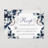 ネイビーブルーウェスタンキンセアニェラRSVPカード 出欠カード (正面/裏面)