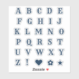 ネイビーブルーウェスタンテーマレターアルファベットモノグラム シール