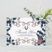 ネイビーブルーウェスタンホースキンセアニェラサンキューカード サンキューカード (スタンド正面)