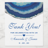 ネイビーブルーウェディングサンキューアゲート ワインラベル (シングルラベル)