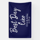 ネイビーブルーウェディングレセプション最高のデコールデイエバー 横断幕 (縦)