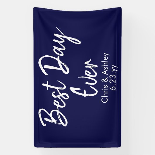 ネイビーブルーウェディングレセプション最高のデコールデイエバー 横断幕 (縦)