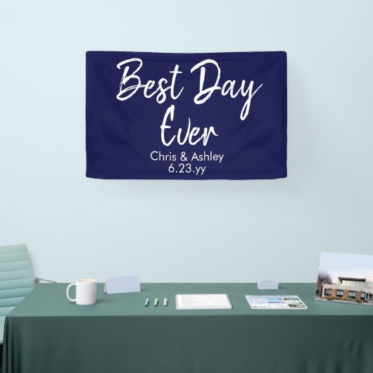 ネイビーブルーウェディングレセプション最高のデコールデイエバー 横断幕 (トレードショー)