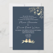 ネイビーブルーウェディングレセプション 招待状 (正面)