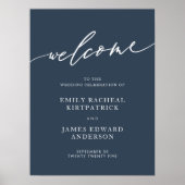 ネイビーブルーウェルカム書シンプル道結婚の ポスター (正面)