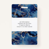 ネイビーブルーウェーブ沿岸金ゴールドサロン写真名 バッジ (裏面)