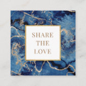 ネイビーブルーウェーブ金ゴールドサロンスパロイヤリティカード スクエア名刺 (正面)