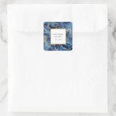 ネイビーブルーウェーブ金ゴールド大理石スタイリストサロン スクエアシール (バッグ)