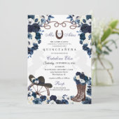 ネイビーブルーウエスタンチャラブーツキンセアニェラ 招待状 (スタンド正面)