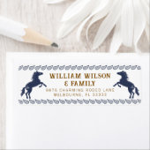 ネイビーブルーウエスタンロデオホース差出人住所ラベル ラベル (インサイチュ)