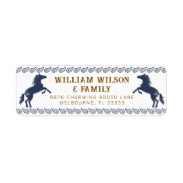 ネイビーブルーウエスタンロデオホース差出人住所ラベル ラベル