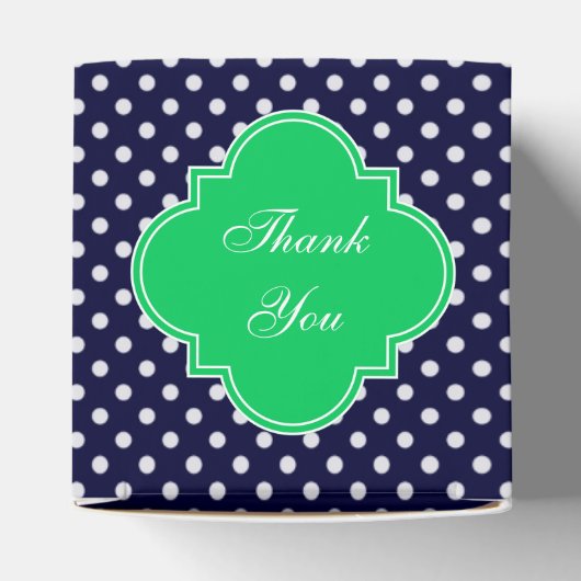 ネイビーブルーウエット水玉模様エメラルドグリーンネームモノグラム フェイバーボックス (上部)