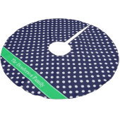 ネイビーブルーウエット水玉模様エメラルドグリーンネームモノグラム ブラッシュドポリエステルツリースカート (アングル)