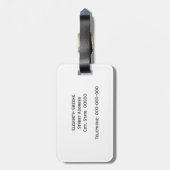 ネイビーブルーウエット水玉模様エメラルドグリーンネームモノグラム ラゲッジタグ (裏面縦)