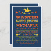 ネイビーブルーウォッチンウェスタンカウボーイ招待状 招待状 (正面/裏面)