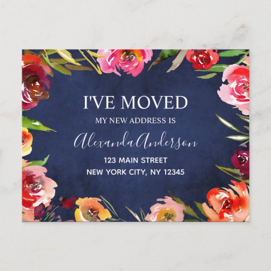 ネイビーブルーウォーターのカラーフローラの移行のお知らせ 案内ポストカード (正面)