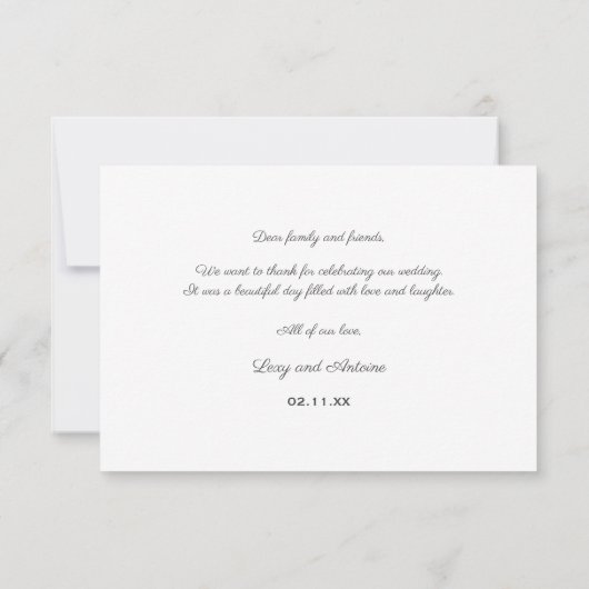 ネイビーブルーウォーターカラスプラッシュ金ゴールド結婚(ばちゃばちゃ)跳ねる サンキューカード (裏面)