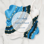 ネイビーブルーウォーターカラーアゲイト結婚パール フェイバータグ (裏面)