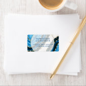 ネイビーブルーウォーターカラーアゲイト結婚パール ラベル (インサイチュ)