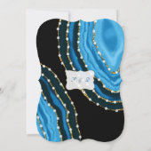 ネイビーブルーウォーターカラーアゲートパールリハーサルディナー 招待状 (裏面)