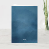 ネイビーブルーウォーターカラーアーチ写真卒業 サンキューカード (裏面)