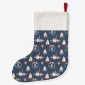 ネイビーブルーウォーターカラークリスマスストッキング スモールクリスマスストッキング (裏面)