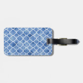 ネイビーブルーウォーターカラークローバーパターンモノグラム ラゲッジタグ (裏面横)