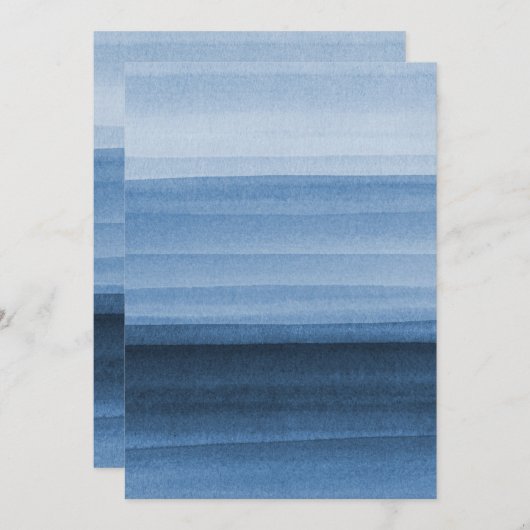 ネイビーブルーウォーターカラーグラデーション招待状 招待状 (正面/裏面)