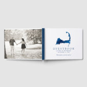 ネイビーブルーウォーターカラーケープコッドのマップ結婚の数 ゲストブック (全面)