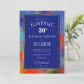 ネイビーブルーウォーターカラーサプライズ30thバースデーディナー 招待状 (スタンド正面)