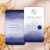 ネイビーブルーウォーターカラーシック美しいサロン爪、 ネイルスパ ロイヤリティカード