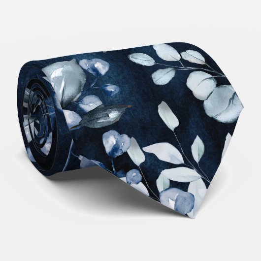 ネイビーブルーウォーターカラーダスティブルーグリーン結婚ズ ネクタイ (ロール)