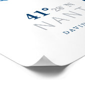 ネイビーブルーウォーターカラーナンタケットマップ座標 ポスター (角)