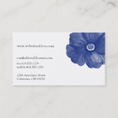 ネイビーブルーウォーターカラーフラワービジネスカード 名刺 (裏面)